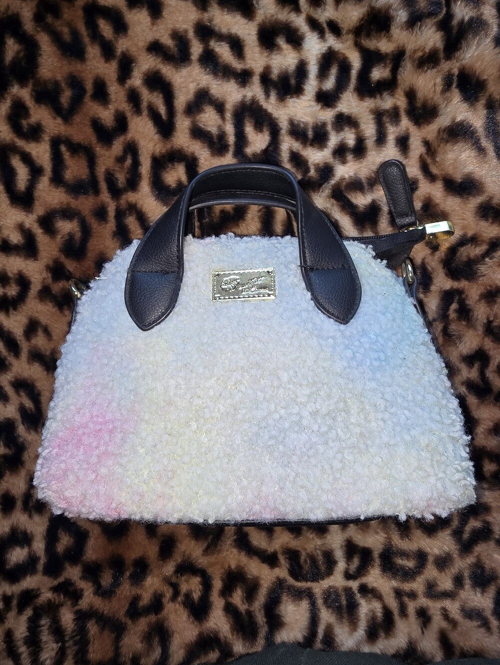 Betsey Johnson Rainbow Pastel Fuzzy Mini Purse